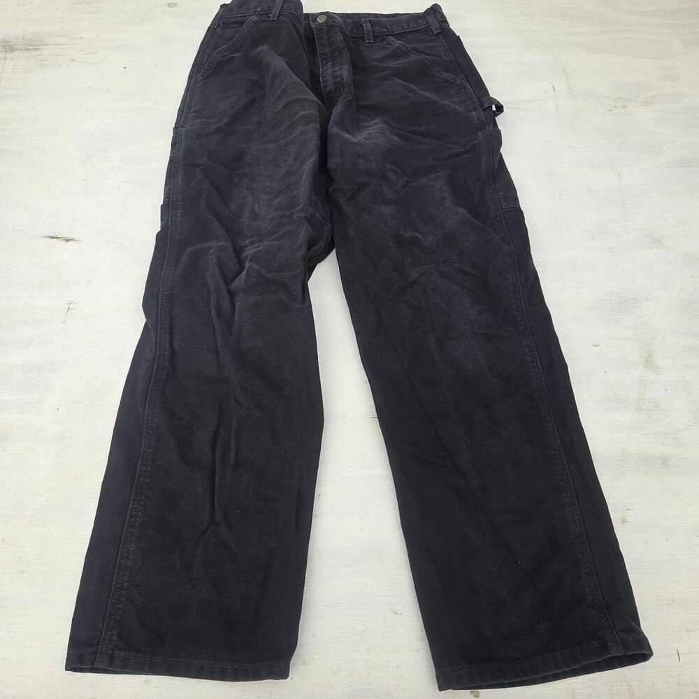 Carhartt Carpenter Pants 36x32 Black B11 BLK Distressed Work Paint Baggy READ